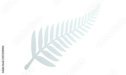 Light gray fern leaf illustration, symbolizing nature. Plant branch with frond for botanical elements and decorative projects. Vector