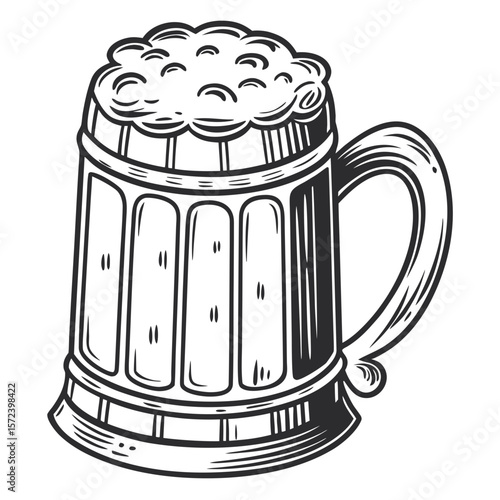 Vintage Beer Mug With Foam drink beverage