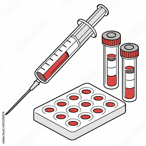 Syringe blood sample collection tubes and tray blood test