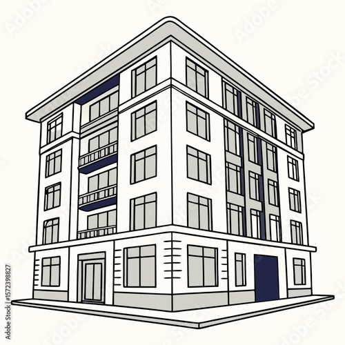 Modern apartment building with balconies modern architecture