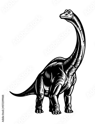 brachiosaurus sauropod dinosaur vintage vector art