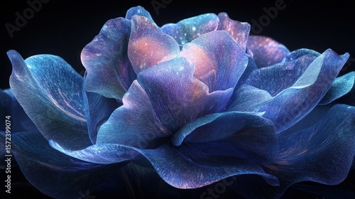 Mystical, glowing rose, vibrant colors