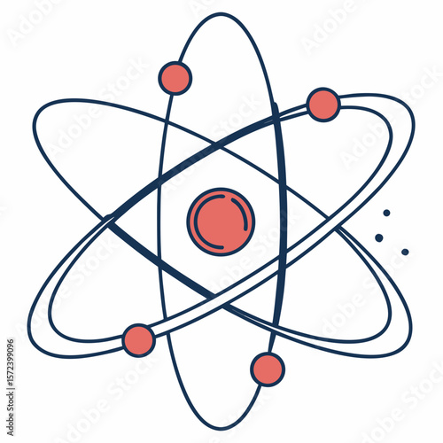 Atomic structure diagram with orbiting particles science