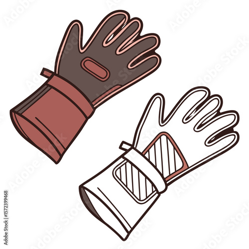 Brown and white bbq gloves heat resistant protective gear