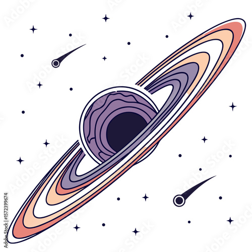 Canvas Print Cosmic black hole with colorful accretion disk space