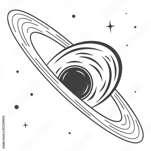 Cosmic black hole with accretion disk and stars space