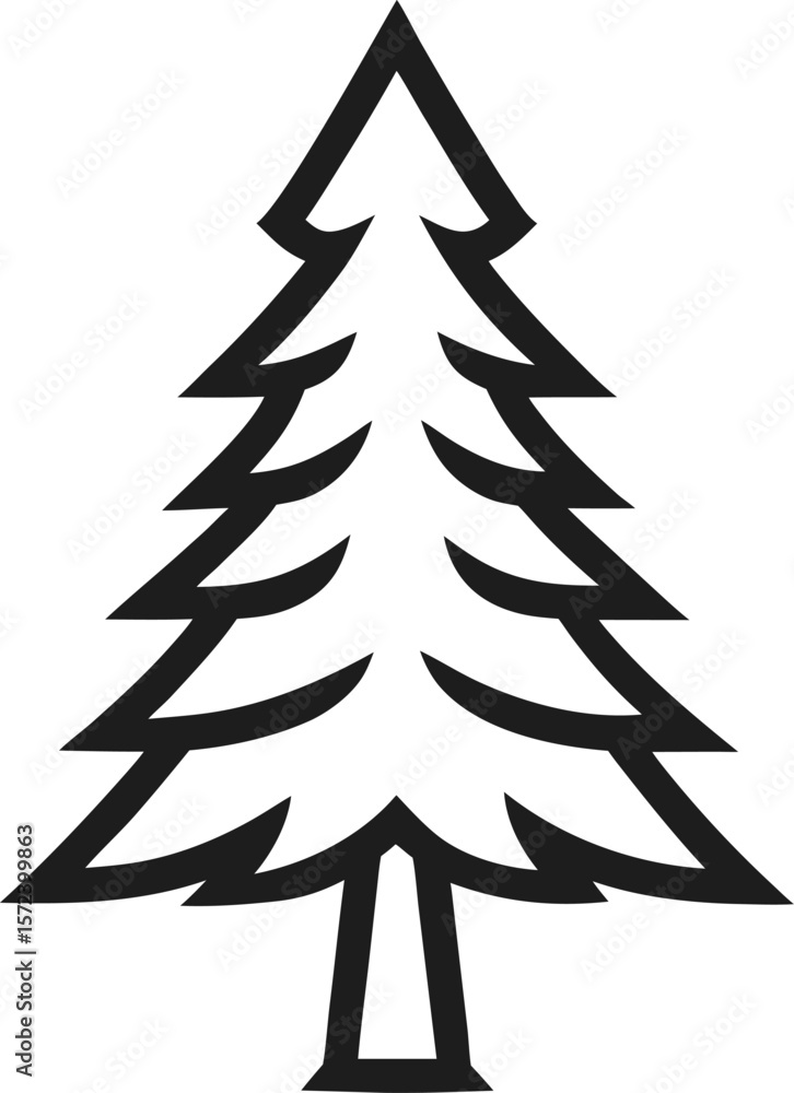 Obraz premium christmas trees line art vector illustration transparent background