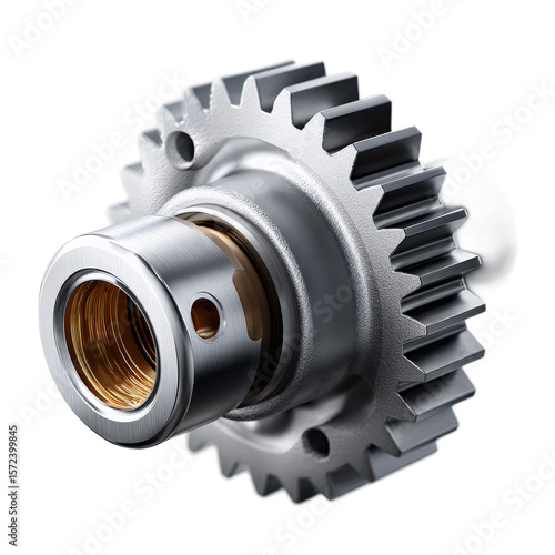 Close-Up of Metallic Gear Component with Detailed Design and Precision Engineering, Ideal for Industrial and Mechanical Themes
