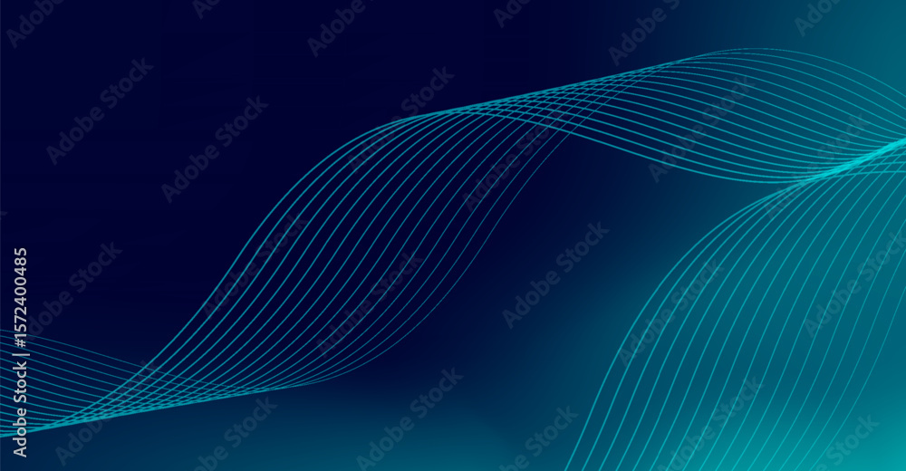 This abstract background features smooth, flowing teal lines over a gradient from dark navy to soft teal, creating a dynamic and modern artistic representation with elegant curves This abstract background features smooth, flowing teal lines over a gradient from dark navy to soft teal, creating a dynamic and modern artistic representation with elegant curves