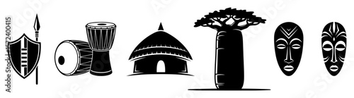 african tribal culture symbols icon set vector illustration