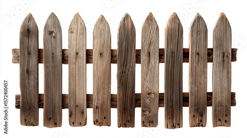 Wooden Fence Isolated on White Background with Clipping Path

