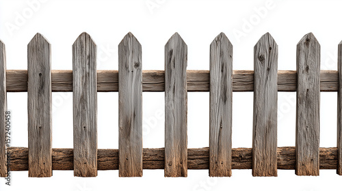 Isolated Wooden Fence on White Background with Clipping Path

