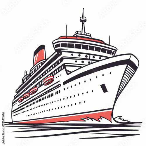 Majestic ocean liner sailing through waves cruise ship