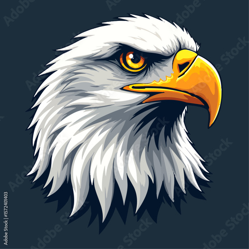 high-detail bald eagle head illustration on an isolated background. This powerful graphic captures the fierce, proud spirit of one of nature’s most iconic creatures and America’s national bird.