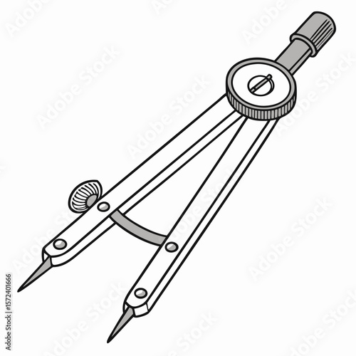 Drawing compass tool with silver and black accents