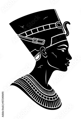 ancient egyptian queen nefertiti profile portrait vector logo icon