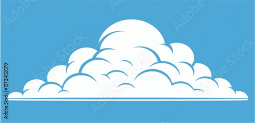 Cartoon illustration of a cumulus cloud against a light blue sky.