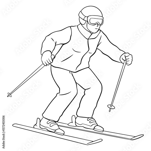 Ski Outline Illustration Cartoon