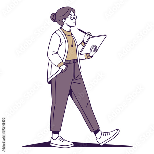 Woman with tablet and stylus drawing