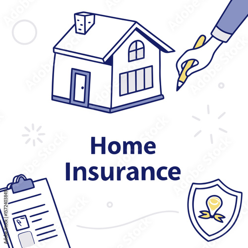 House insurance agreement document and shield vector