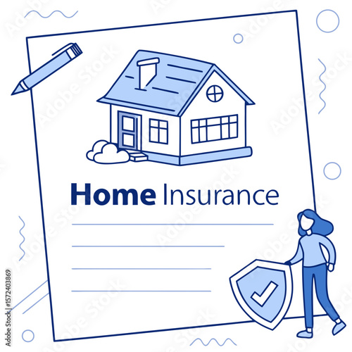 House Insurance Document with Person and Shield home insurance