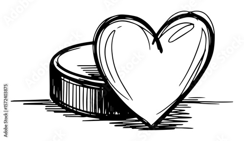 love hockey heart and puck sketch vector illustration