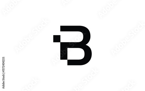 Free Download Modern Letter B Monogram Logo Design with Digital Pixel Effect in Minimal Geometric Black Style - GFXLoad