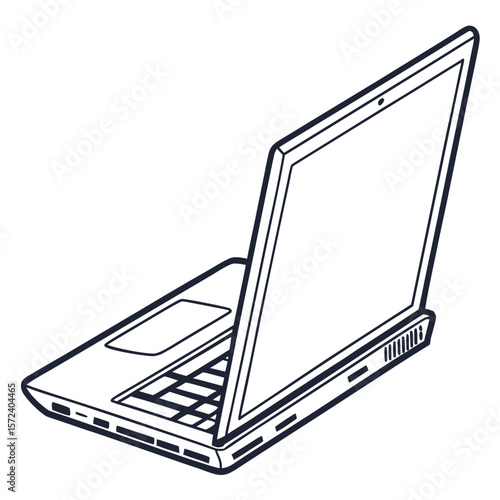 Open laptop computer device technology