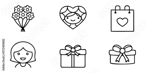 Mother’s Day icon set featuring love and celebration symbols