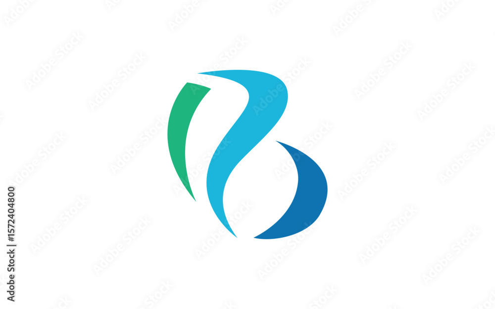 Obraz premium Modern Abstract Letter B Logo Design with Blue and Green Gradient for Business Branding