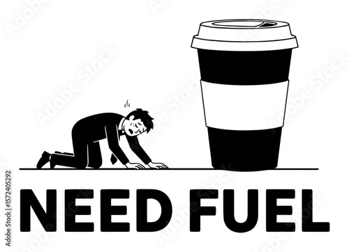 need fuel funny coffee lover vector concept
