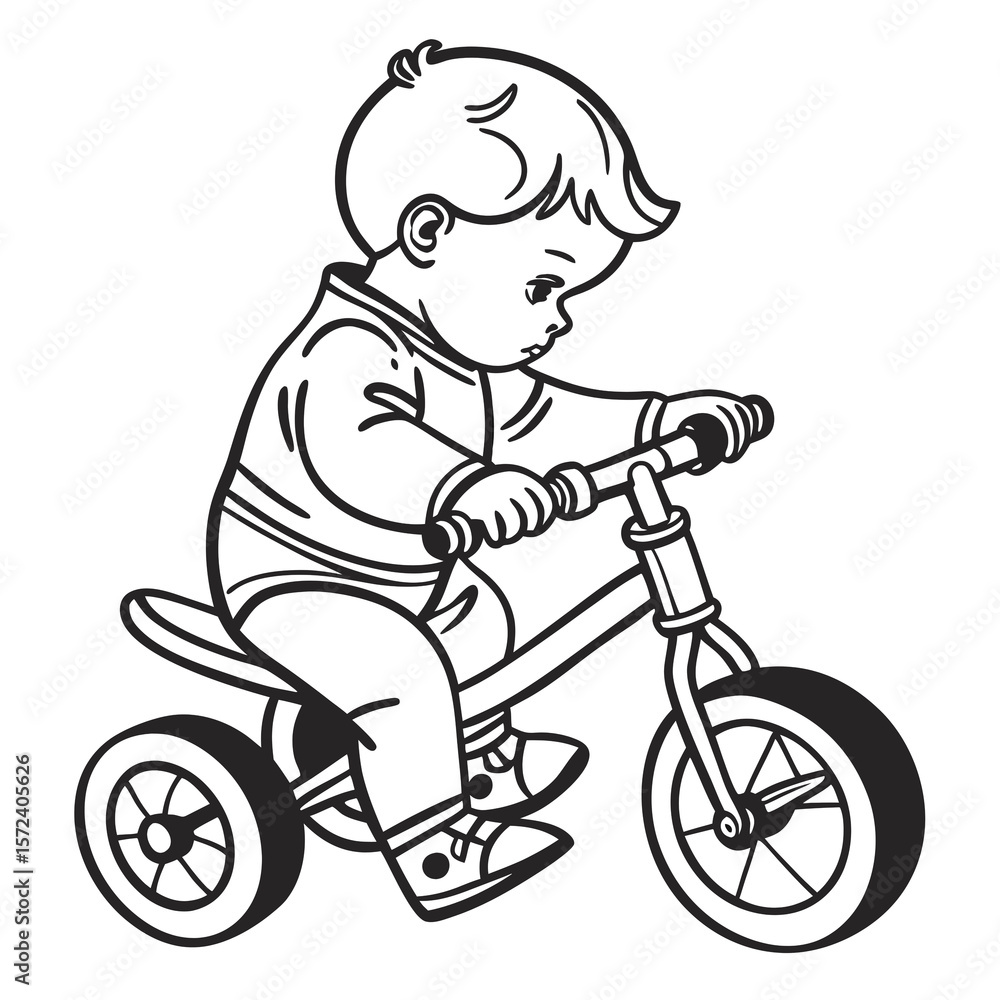 Naklejka premium little boy riding a bike