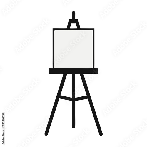 wooden easel with blank canvas
