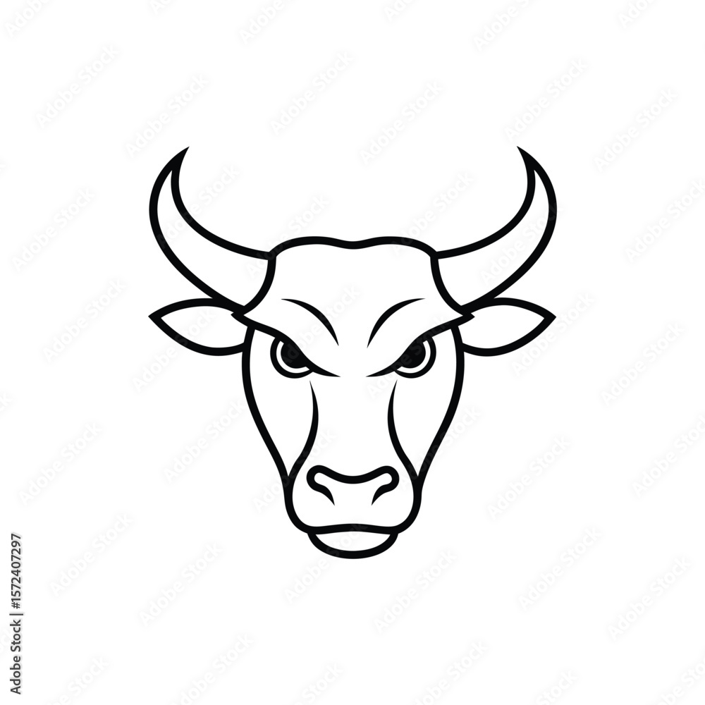 angry bull head line art angry bull head line art
