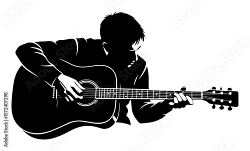 man playing acoustic guitar vector illustration