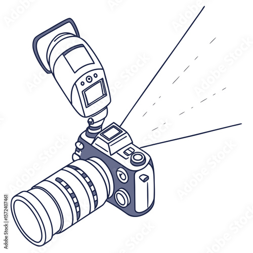 D S L R camera with external flash firing photography