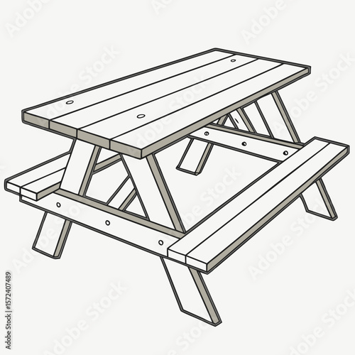 Wooden picnic table with attached benches outdoor furniture