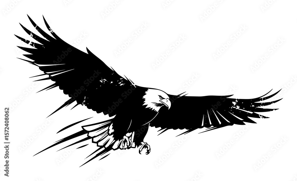 Obraz premium swooping bald eagle attack vector illustration