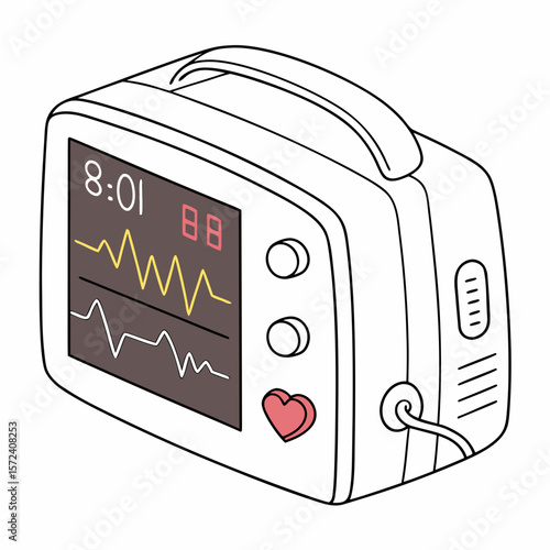 Medical monitor with heart and vital signs heart rate