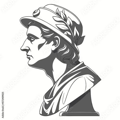 Roman bust laurel wreath profile sculpture classical