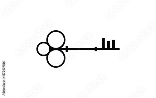 Minimalist Black Key Logo Icon with Geometric Circles and Modern Flat Design Style for Security and Access Symbol