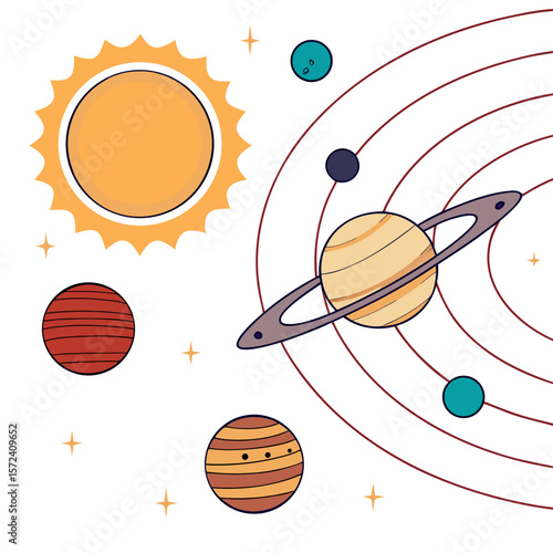 Sun planets and stars in orbit solar system