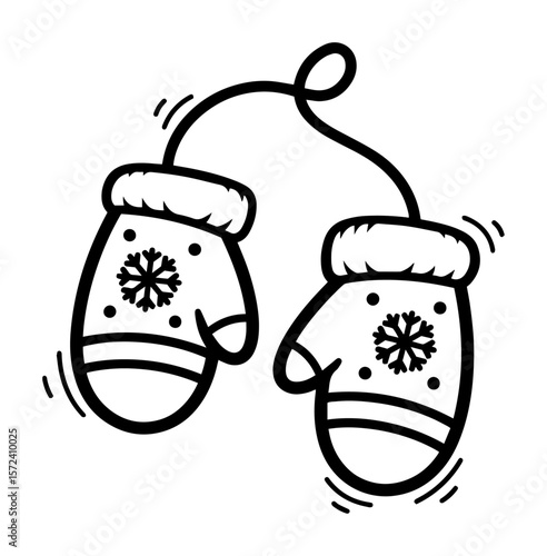 hand drawn winter mittens doodle vector illustration