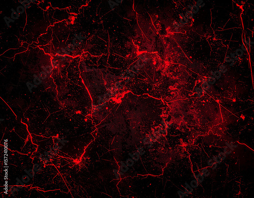 Abstract dark background with red veins, resembling a cracked surface, with a fiery glow.
