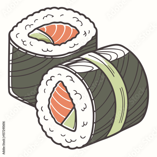 Salmon and avocado sushi rolls rice nori