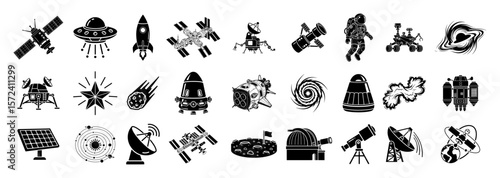 space and astronomy big icon set vector