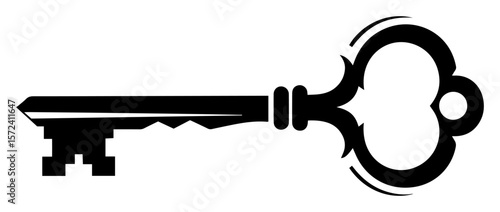 Cuadro en lienzo vintage skeleton key silhouette vector icon