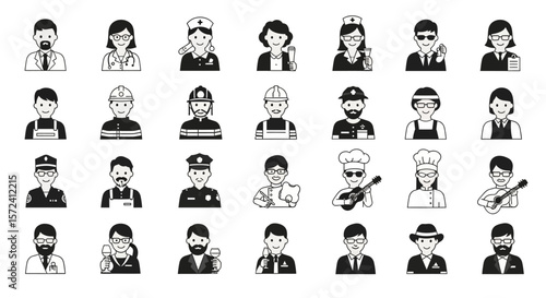 Professions and Occupations Solid Icon Set