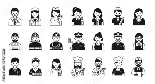 Professions and Occupations Solid Icon Set