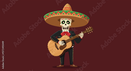 Cheerful Mexican Man Playing Guitar